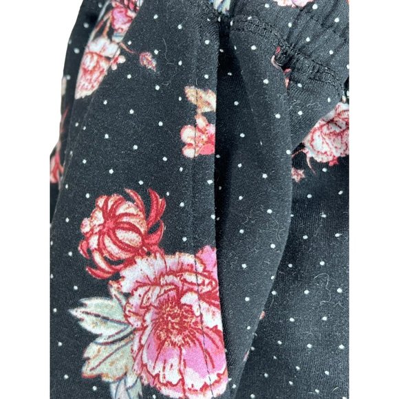 Lula Roe pull on sweatpants leggings size 2XL black pink floral and drawstring w - Picture 8 of 12